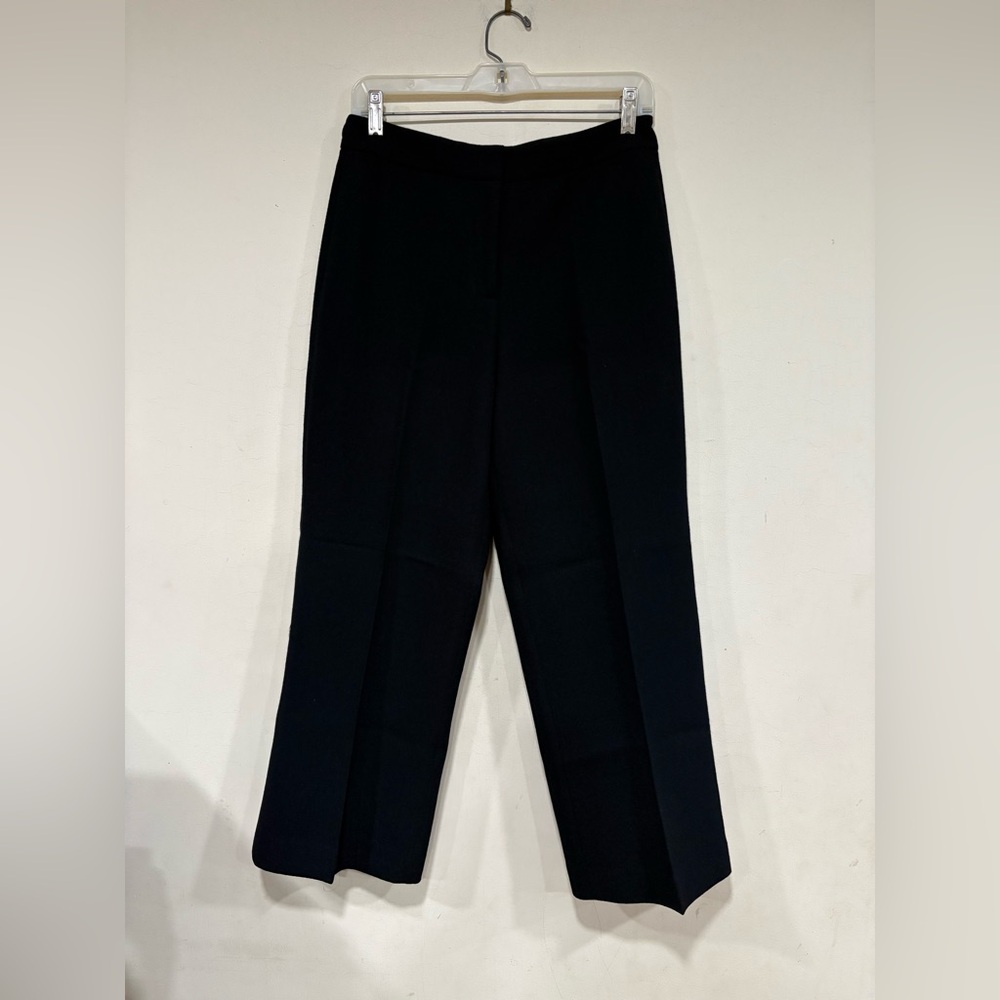 Lafayette 148 New York Dalton Black Wide Leg Trousers 100% Wool Size Us 2